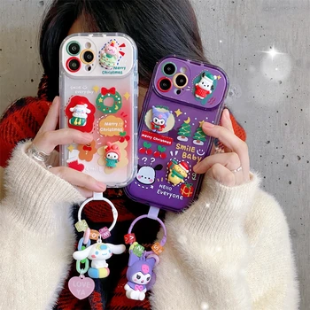 Sanrio Kuromi Cinnamoroll Novo Leto, Božič Doll Darilo, S Ogledalo Zvonil Telefon Primerih Za iPhone 14 Plus 13 12 11 Pro Max Pokrov