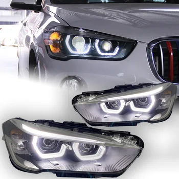 AKD Avto Styling Glave luči za BMW X1 Žarometi 2017-2020 F48 LED Smerniki Porjector Objektiv DRL Angel Eye Avtomobilski Pribor