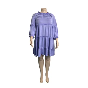 Padec Obleke za Ženske 2021 Plus Velikost Oblačila na Debelo Priložnostne Svoboden Srčkan Naguban Midi Obleko Modne Ulične Dropshipping