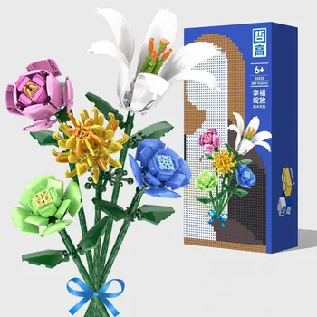 Gradniki Cvet Moc Rastlin Posajenih Šopek Doma Dekoracijo DIY Lily Rose Simulacije Cvet Otrok Izobraževalne Igrače Darilo