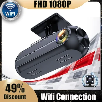 Avto DVR Dashcam 1080P FHD Wifi Video Snemalnik Dual Objektiv Kamera Zadaj G-Senzor Zanka Auto Kamere Registrator Skrite Dash Cam