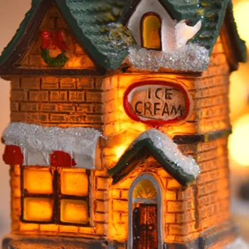 Božični Okraski Led Svetlobo Hiši Model Pozimi Sneg Scene Landacape za dom Okras Božič Darilo Navidad Noel Novo Leto 2023