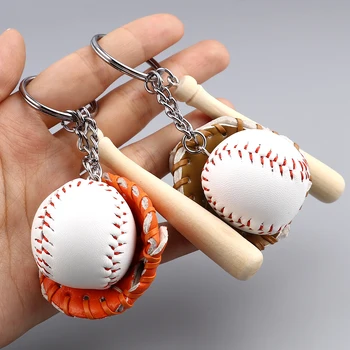 Mini Tri-kos Rokavice za Baseball Lesen Bat Keychain Športni Avto Ključnih Verige Key Ring Darilo Za Moškega, Ženske, Moške, Darilo 11 cm, 1 Kos