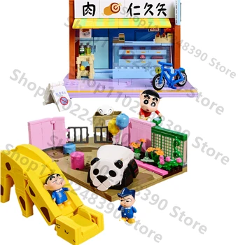 K20614 Nove Barvice Shin-chan Številke Stavbe, bloki, Opeke Ornament Lutka hiše Anime Perifernih Model Otroke Darila Igrače
