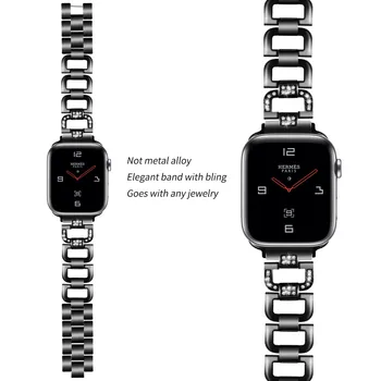 Za Apple Watch Band Serije 7 44 mm Trak Ženske Luksuzni Diamanti Watchband 45 44 42mm 41 40 38 mm Za iWatch 6 5 4 3 2 MP Zapestnica