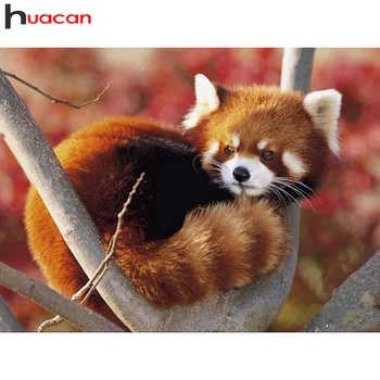Huacan Celoten Kvadratni/krog Diamond Slikarstvo Rdeči Panda Doma Dekor Vezenje Mozaik Živali 5d Diy Stenske Nalepke