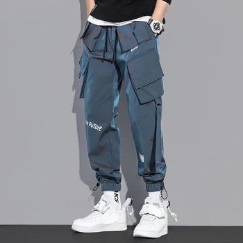 Mens Joggers Japonska Moda Reflektivni Y2K Harajuku Ulične Tovora Hlače Moški Priložnostne Hip Hop Oblačila za Jogging Hlače Hlače Moški