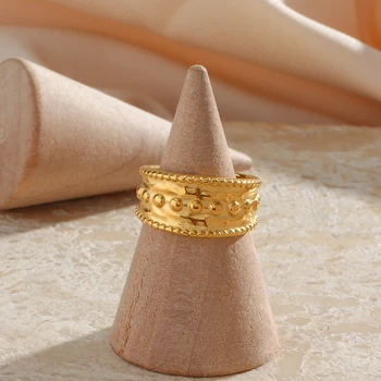 2021 Novo Vintage Trendy 18K pozlačeni Tamnjeti Brezplačno Nepremočljiva Majhnih Pik Litje Zlata prstana Za Ženske iz Nerjavečega Jekla Obroč